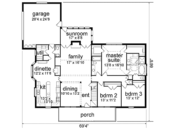 Colonial Floor Plan - Main Floor Plan #84-198