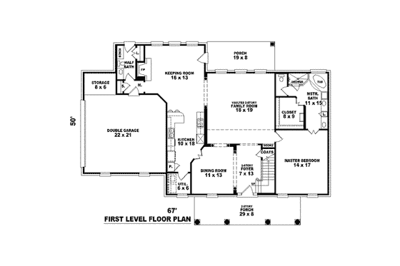 Floor Plan - Main Floor for Colonial House Plan #81-1486 - 4 bed, 3.5 bath