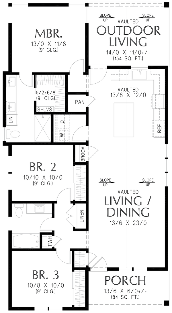 Architectural House Design - Floor Plan - Main Floor for Farmhouse House Plan #48-1237 - 3 bed, 2 bath