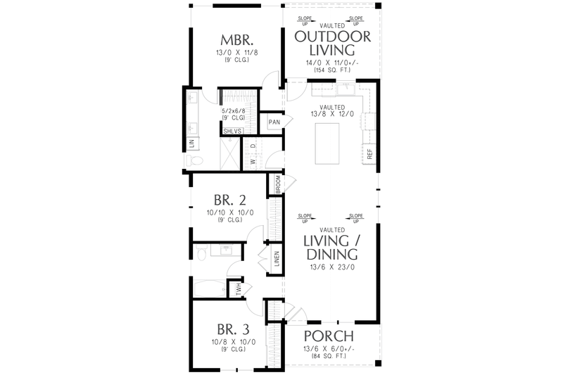 Architectural House Design - Floor Plan - Main Floor for Farmhouse House Plan #48-1237 - 3 bed, 2 bath