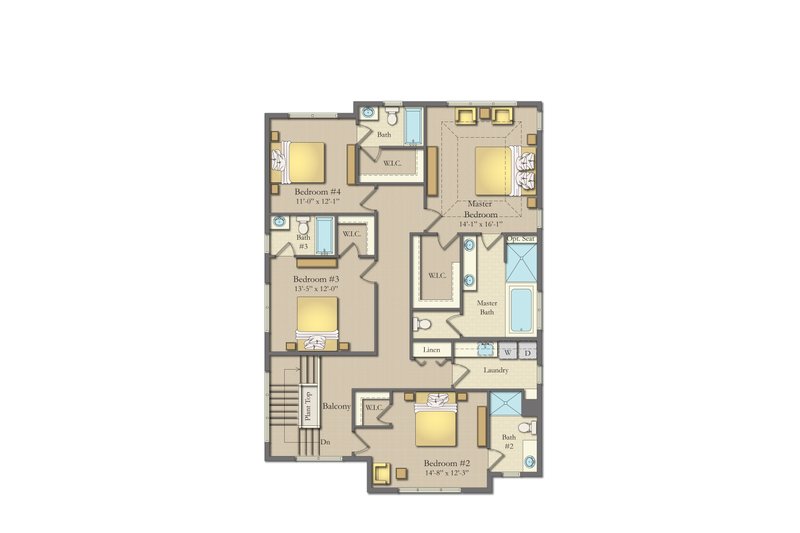 Dream House Plan - Floor Plan - Upper Floor for Farmhouse House Plan #1057-34 - 4 bed, 4.5 bath