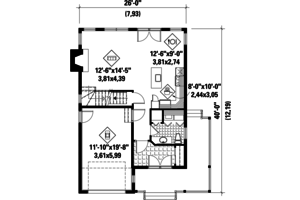 Floor Plan - Main Floor for Country House Plan #25-4316 - 3 bed, 1 bath