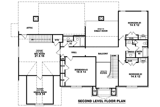 Floor Plan - Upper Floor for European House Plan #81-1093 - 4 bed, 3.5 bath