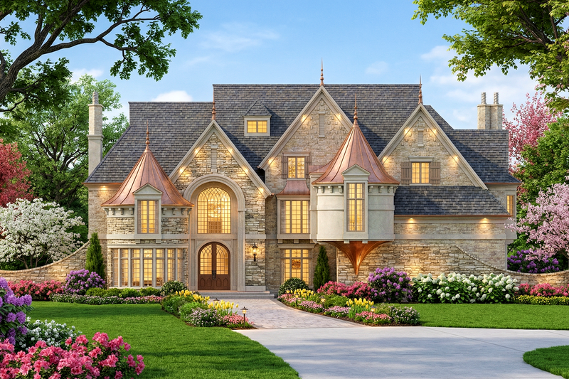 Home Plan - Exterior - Front Elevation 4 for European House Plan #119-221 - 5 bed, 5 bath
