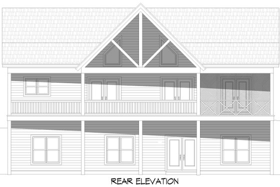 Exterior - Rear Elevation for Country House Plan #932-1256 - 5 bed, 3 bath