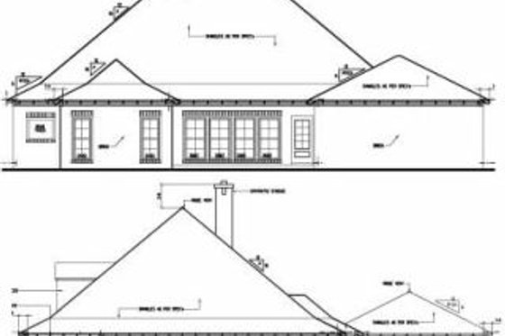 Exterior - Rear Elevation for Southern House Plan #15-261 - 4 bed, 3.5 bath