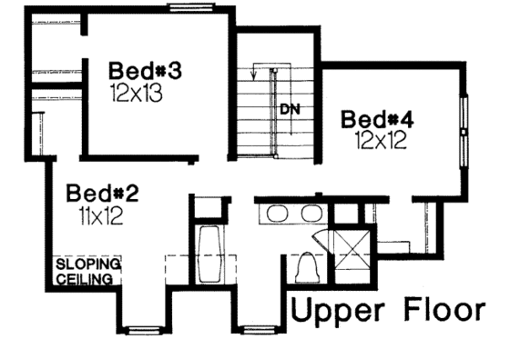 Floor Plan - Upper Floor for European House Plan #310-142 - 4 bed, 2.5 bath