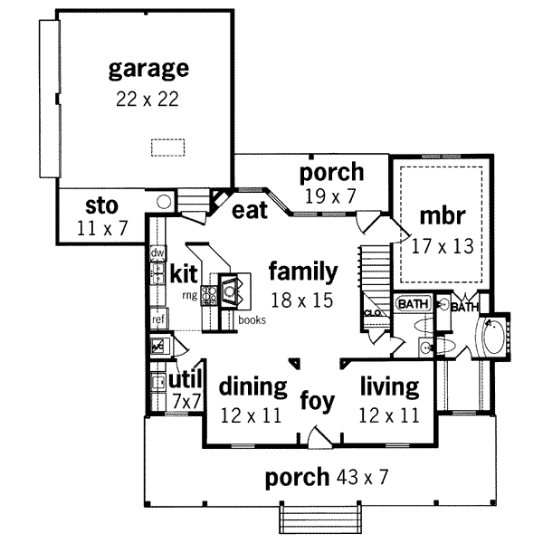 Beach Floor Plan - Main Floor Plan #45-191