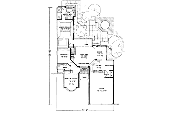 Floor Plan - Main Floor for European House Plan #410-223 - 2 bed, 2 bath