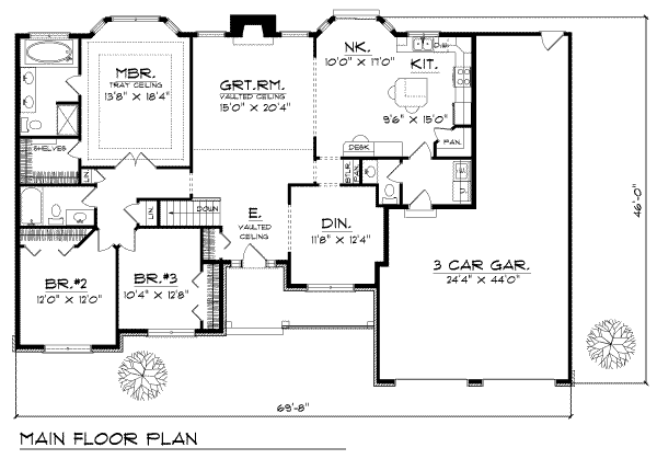 Dream House Plan - Traditional Floor Plan - Main Floor Plan #70-243