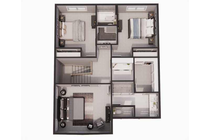 Architectural House Design - Floor Plan - Upper Floor 1 for Craftsman House Plan #51-1472 - 3 bed, 2.5 bath
