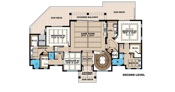 Beach Floor Plan - Upper Floor Plan #27-546