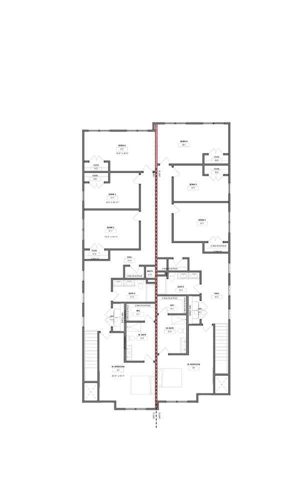 Home Plan - Floor Plan - Upper Floor for Traditional House Plan #1129-28 - 8 bed, 5 bath
