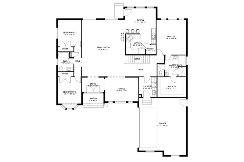 House Plan Design - Floor Plan - Main Floor for Ranch House Plan #1060-173 - 3 bed, 2 bath