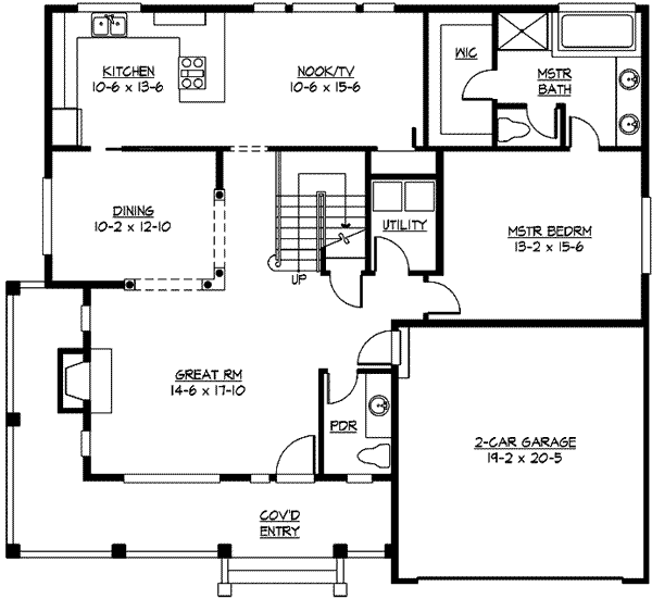Craftsman Floor Plan - Main Floor Plan #132-109