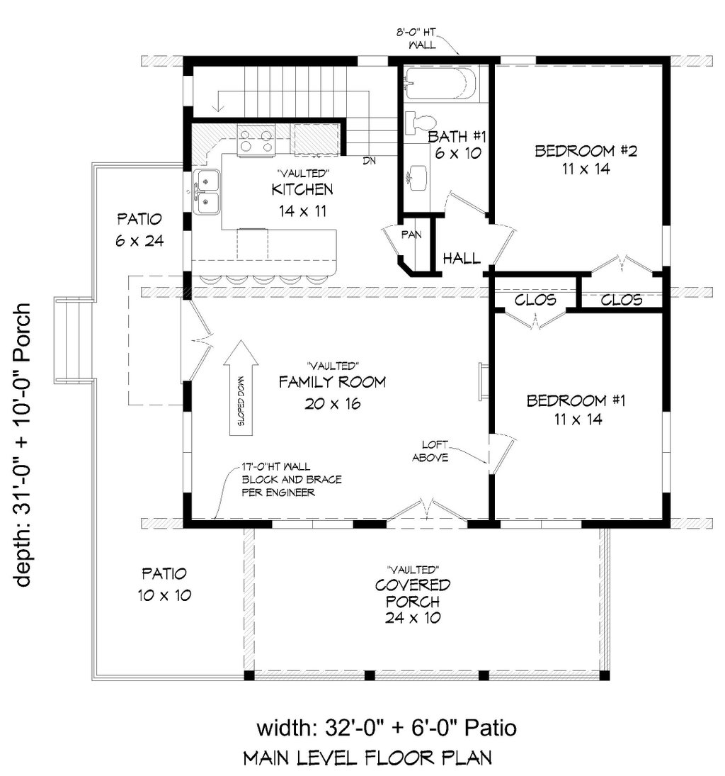 Modern Style House Plan - 2 Beds 1 Baths 1192 Sq/Ft Plan #932-743 ...