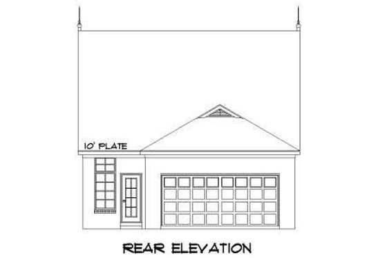 Exterior - Rear Elevation for European House Plan #424-45 - 3 bed, 2 bath