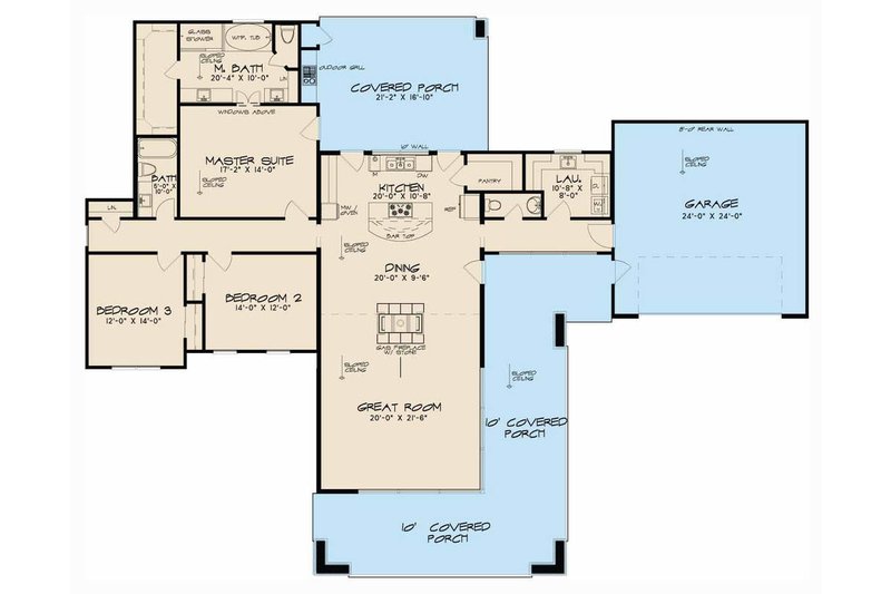 House Plan Design - Floor Plan - Main Floor for Contemporary House Plan #923-53 - 3 bed, 2.5 bath