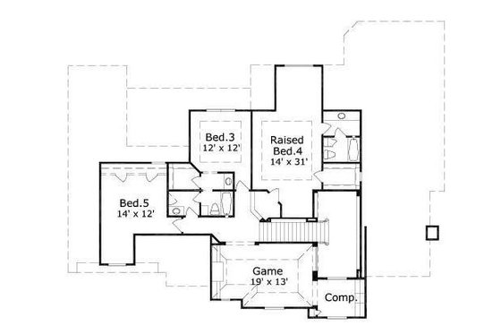 Floor Plan - Upper Floor for Traditional House Plan #411-262 - 4 bed, 4 bath
