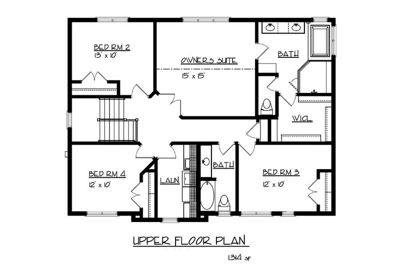 Architectural House Design - Floor Plan - Upper Floor for Craftsman House Plan #320-490 - 4 bed, 2.5 bath