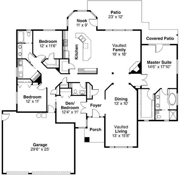 House Design - Ranch Floor Plan - Main Floor Plan #124-396