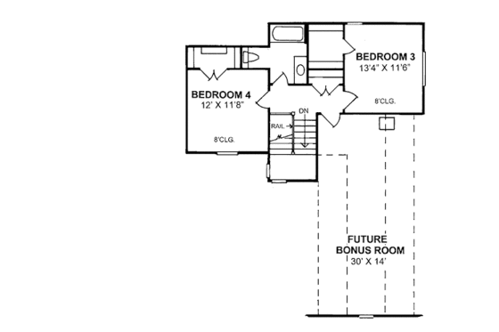 Floor Plan - Upper Floor for European House Plan #20-321 - 4 bed, 3 bath