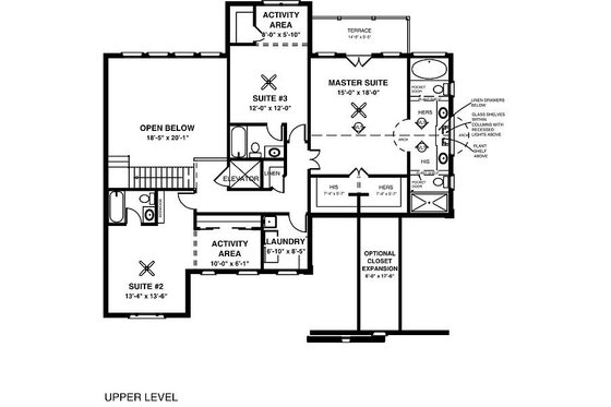 Floor Plan - Upper Floor for Southern House Plan #56-546 - 4 bed, 4 bath
