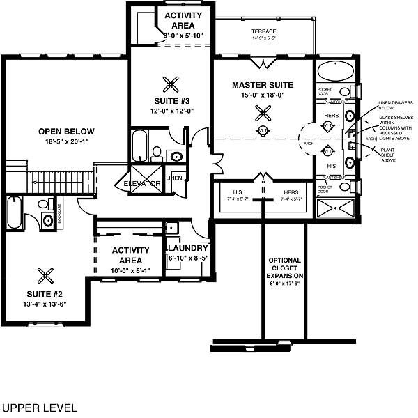 Southern Floor Plan - Upper Floor Plan #56-546