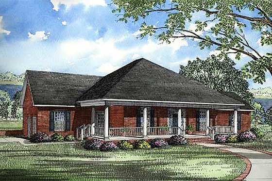 Exterior - Front Elevation 3 for Southern House Plan #17-168 - 3 bed, 2.5 bath