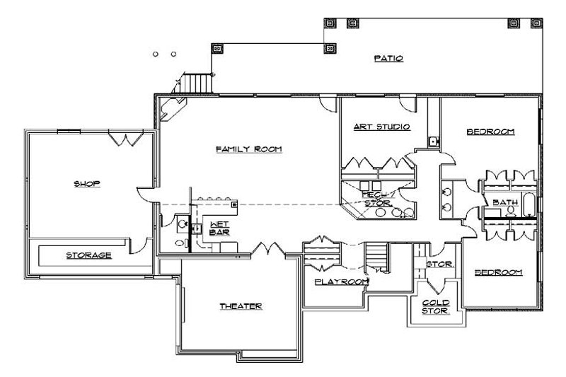 Home Plan - Floor Plan - Lower Floor for Traditional House Plan #5-304 - 3 bed, 3.5 bath