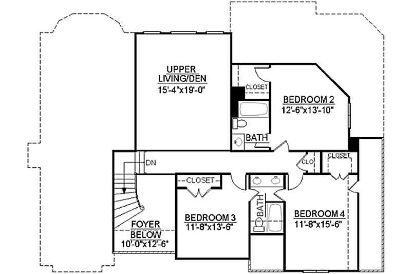 Dream House Plan - Floor Plan - Upper Floor for European House Plan #119-286 - 4 bed, 3 bath