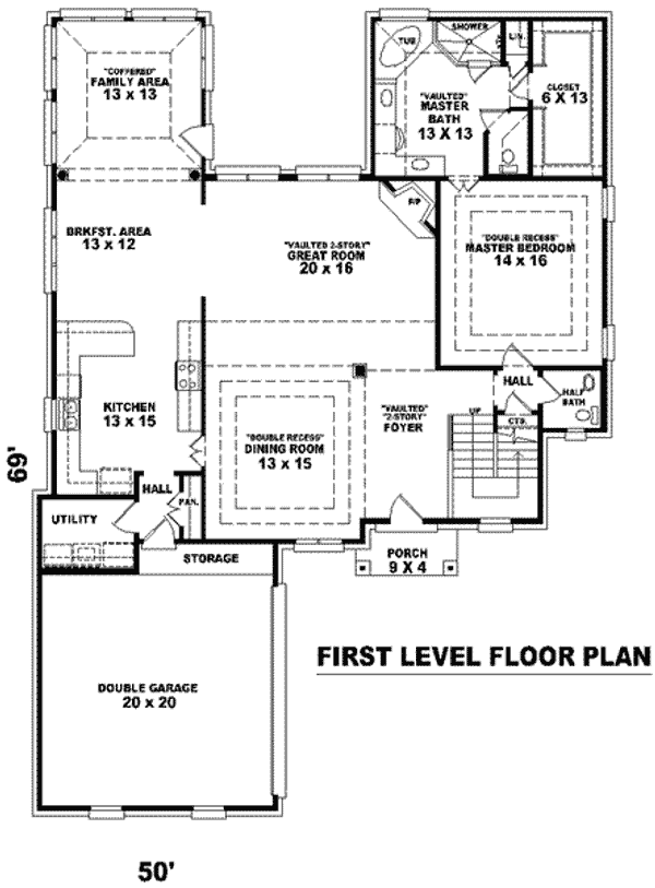 Floor Plan - Main Floor for European House Plan #81-1046 - 3 bed, 2.5 bath