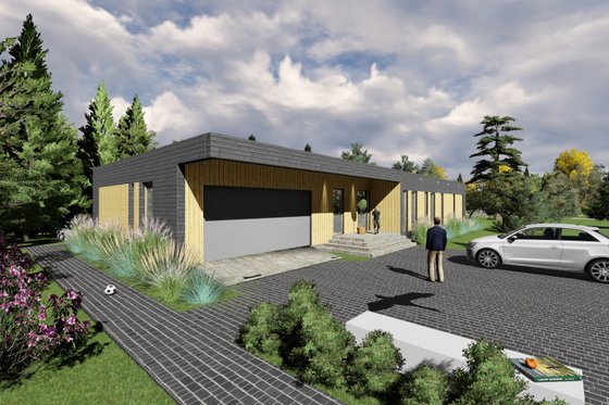 Exterior - Front Elevation for Modern House Plan #549-14 - 3 bed, 2 bath