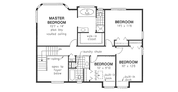 Traditional Floor Plan - Upper Floor Plan #18-9118