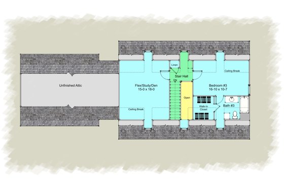 Floor Plan - Upper Floor for Colonial House Plan #489-8 - 3 bed, 3.5 bath