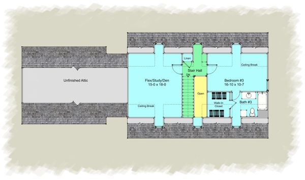 House Design - Colonial Floor Plan - Upper Floor Plan #489-8
