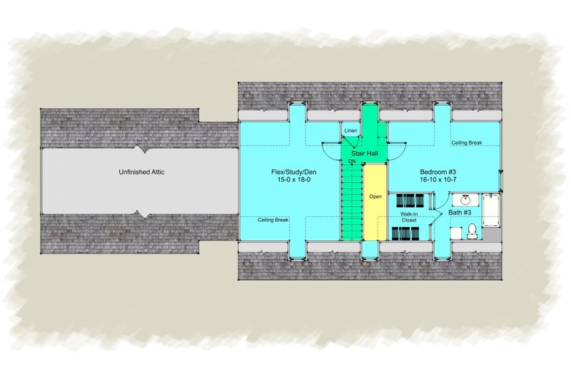House Plan Design - Floor Plan - Upper Floor for Colonial House Plan #489-8 - 3 bed, 3.5 bath