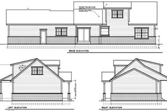 Exterior - Rear Elevation for Colonial House Plan #100-407 - 3 bed, 2 bath