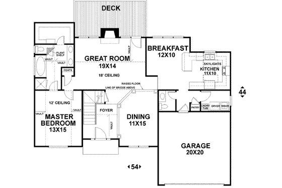 Floor Plan - Main Floor for European House Plan #56-144 - 3 bed, 3.5 bath