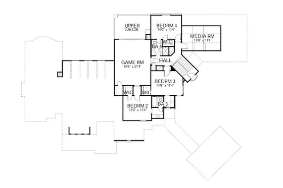 Floor Plan - Upper Floor for European House Plan #80-161 - 5 bed, 5 bath