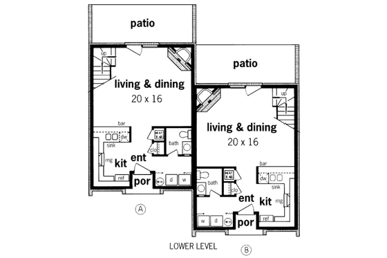Floor Plan - Main Floor for Traditional House Plan #45-293 - 2 bed, 1.5 bath