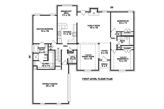 Floor Plan - Main Floor for European House Plan #81-1517 - 3 bed, 3 bath