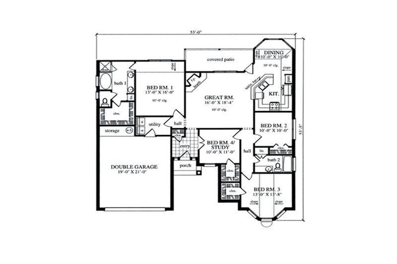 Traditional Style House Plan - 4 Beds 2 Baths 1710 Sq/Ft Plan #42-382 ...