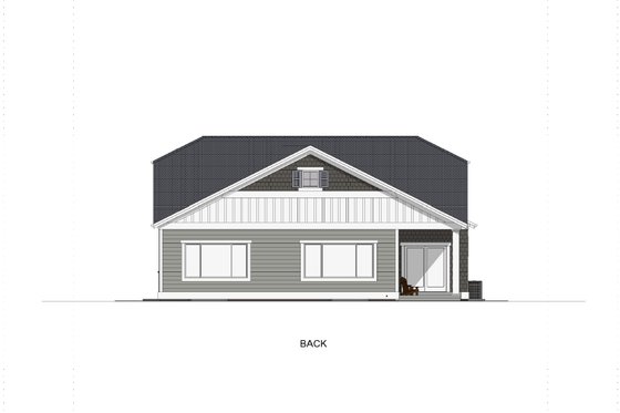 Exterior - Rear Elevation 3 for Ranch House Plan #1069-23 - 3 bed, 2 bath
