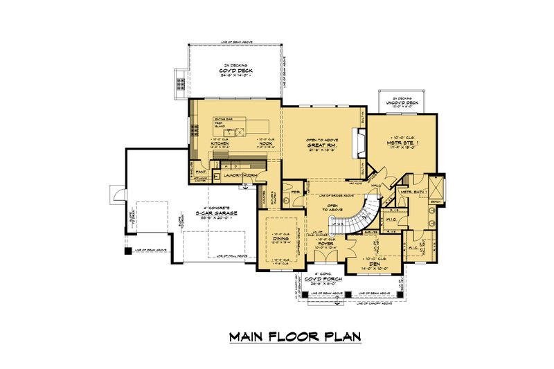 Home Plan - Floor Plan - Main Floor for Contemporary House Plan #1066-164 - 5 bed, 5.5 bath