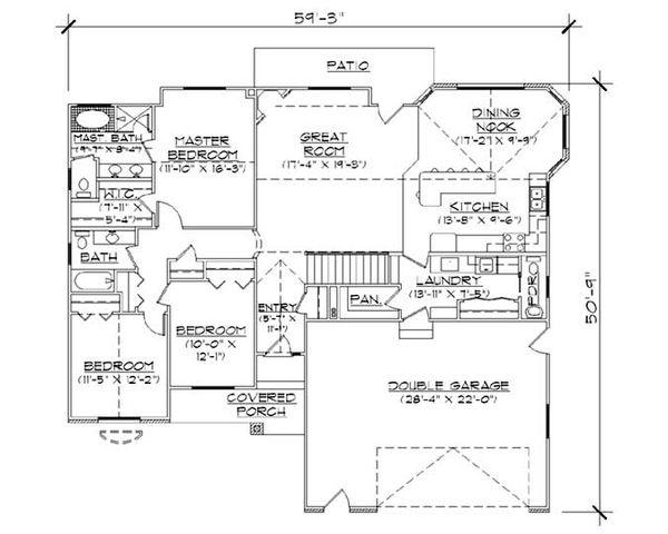 House Plan Design - Ranch Floor Plan - Main Floor Plan #5-235