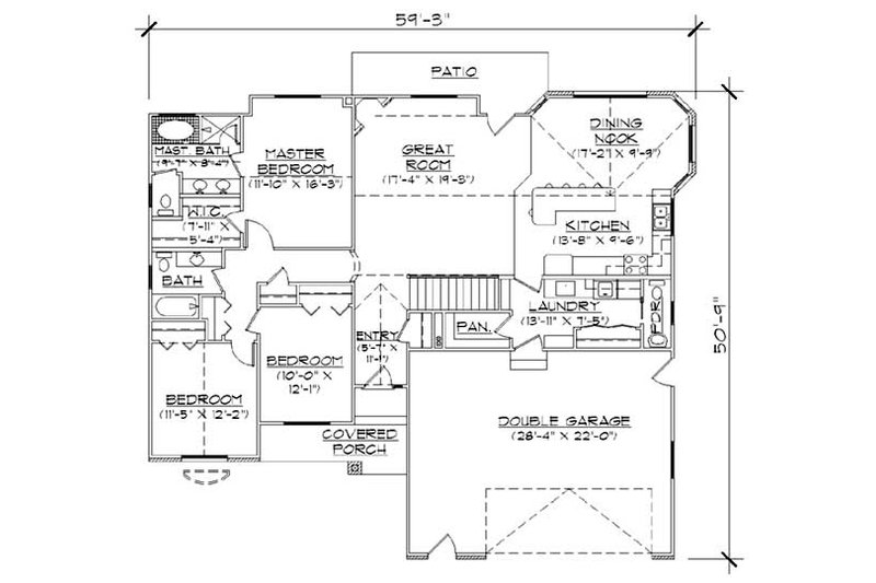 Home Plan - Floor Plan - Main Floor for Ranch House Plan #5-235 - 6 bed, 3.5 bath
