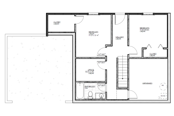 Floor Plan - Lower Floor for Country House Plan #501-19 - 3 bed, 2.5 bath