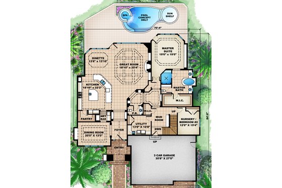 Floor Plan - Main Floor for European House Plan #27-448 - 4 bed, 2.5 bath