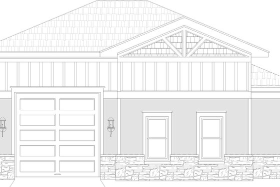 Exterior - Rear Elevation for Craftsman House Plan #932-377, 0 bath
